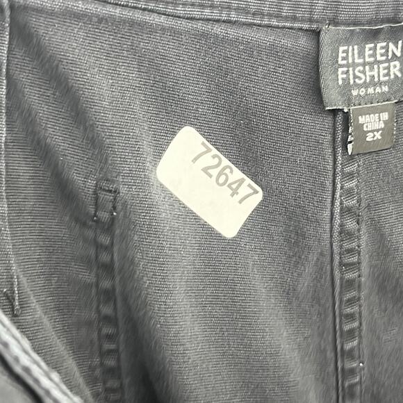 EILEEN FISHER Pants 2X Plus Culotte Capri Stretch Cotton Straight Black - Picture 15 of 15